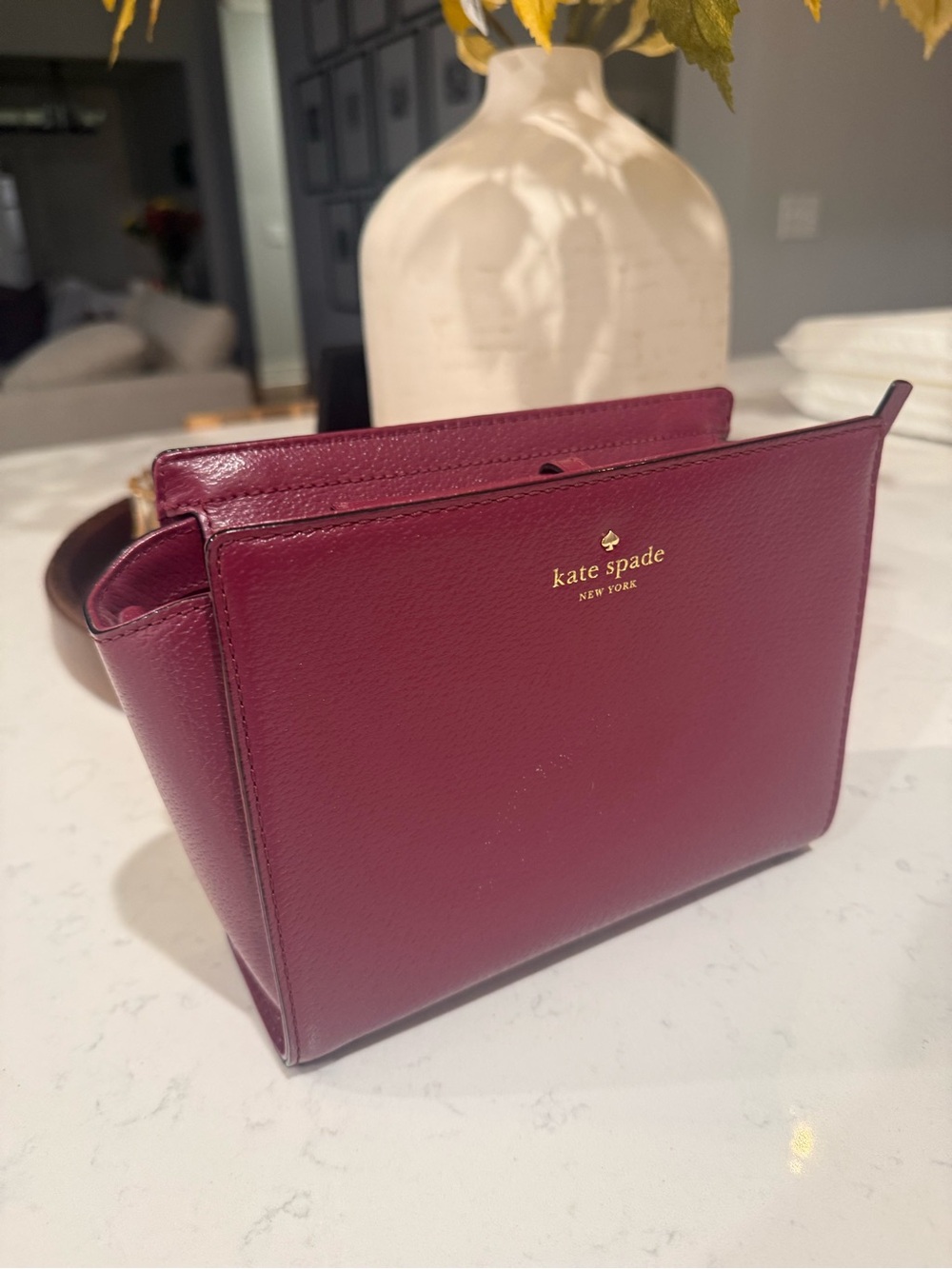 kate spade Plum Leather Crossbody with Gold Logo